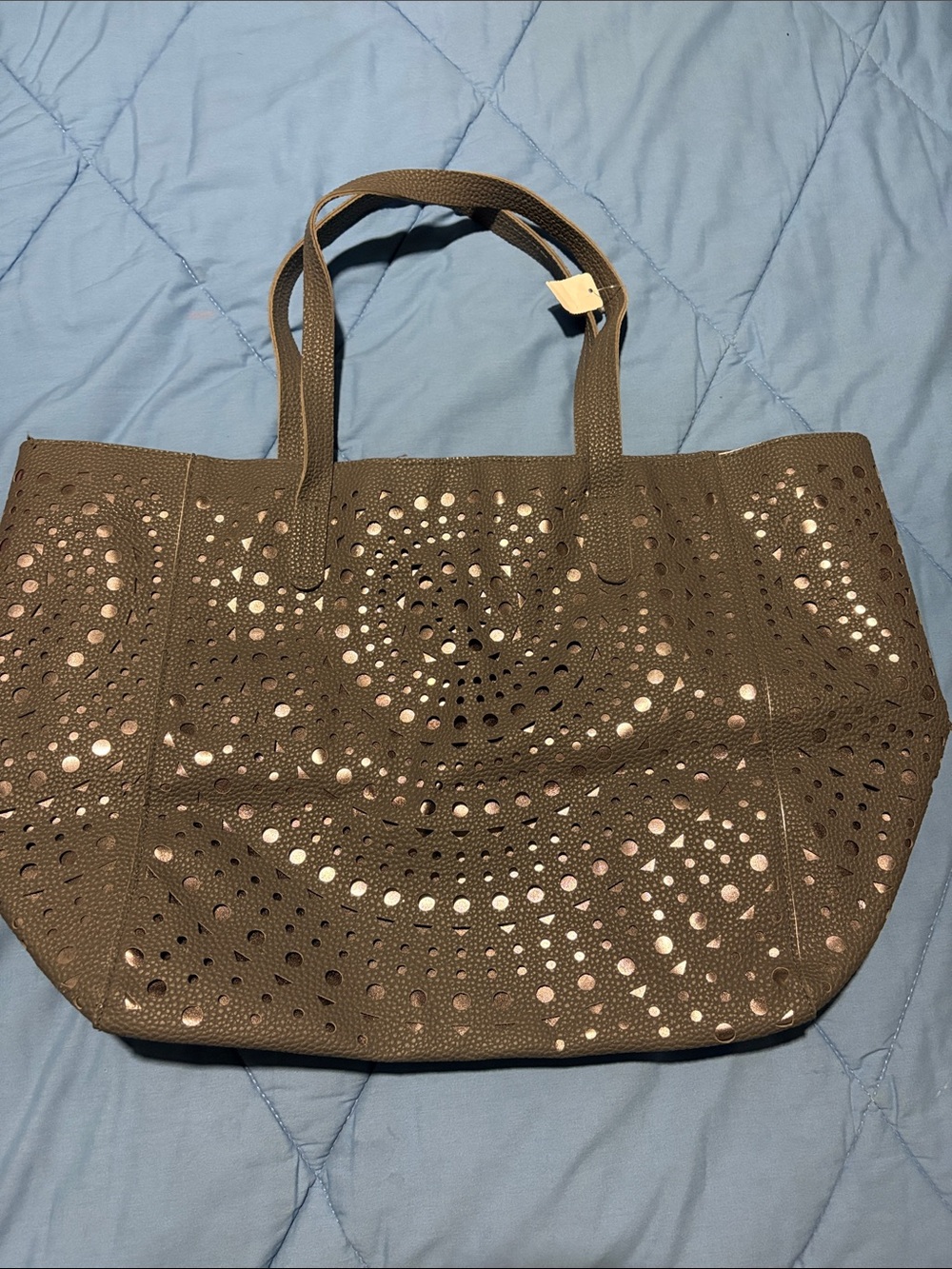 Grey Laser-Cut Tote Bag